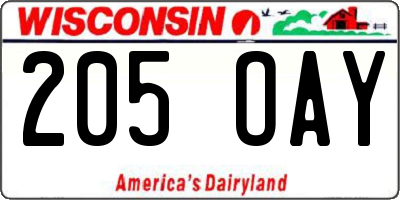WI license plate 205OAY