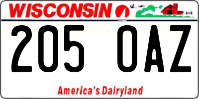 WI license plate 205OAZ