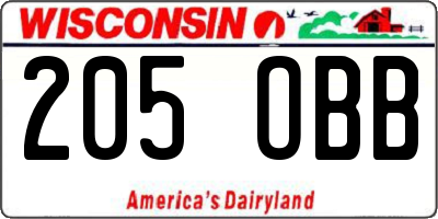 WI license plate 205OBB