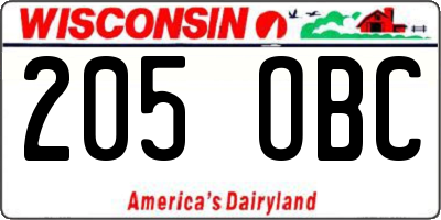 WI license plate 205OBC
