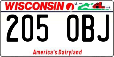WI license plate 205OBJ