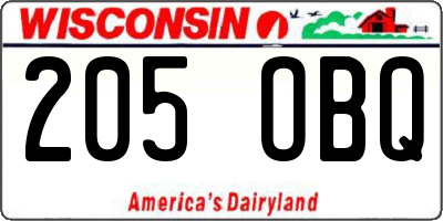 WI license plate 205OBQ