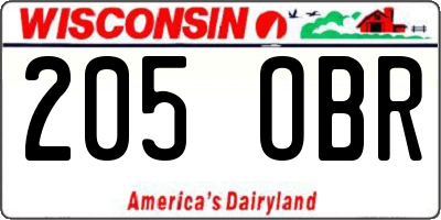 WI license plate 205OBR