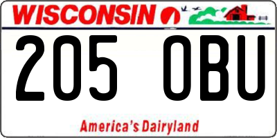 WI license plate 205OBU