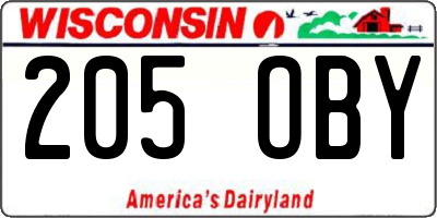 WI license plate 205OBY