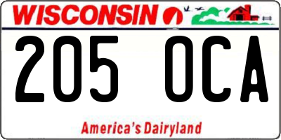 WI license plate 205OCA