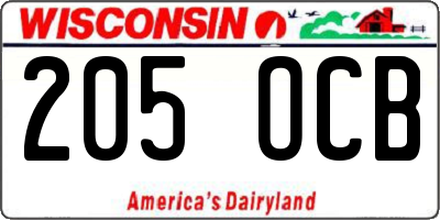 WI license plate 205OCB