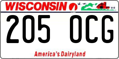 WI license plate 205OCG