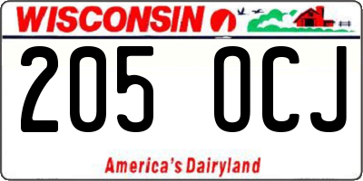 WI license plate 205OCJ