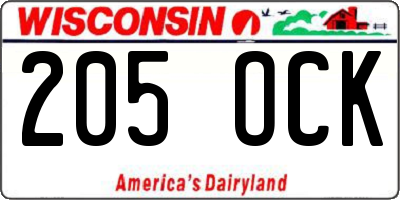 WI license plate 205OCK