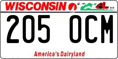 WI license plate 205OCM