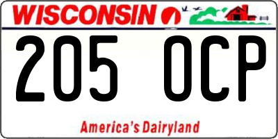 WI license plate 205OCP