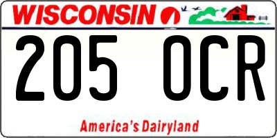 WI license plate 205OCR