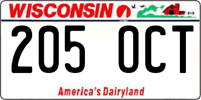 WI license plate 205OCT