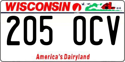 WI license plate 205OCV