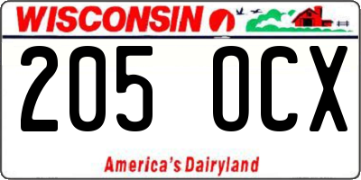 WI license plate 205OCX