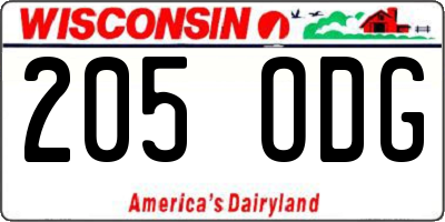 WI license plate 205ODG