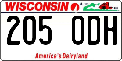 WI license plate 205ODH