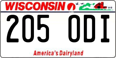 WI license plate 205ODI