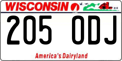 WI license plate 205ODJ