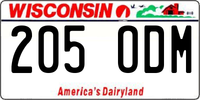 WI license plate 205ODM