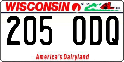WI license plate 205ODQ