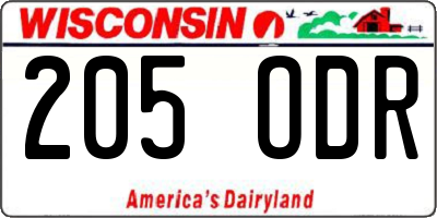 WI license plate 205ODR