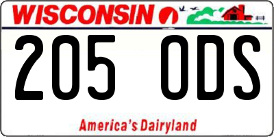 WI license plate 205ODS