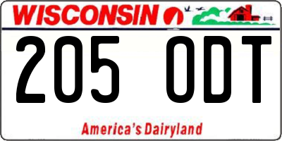 WI license plate 205ODT
