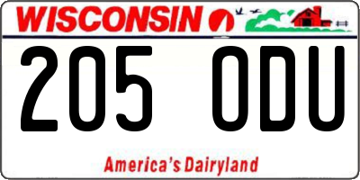 WI license plate 205ODU