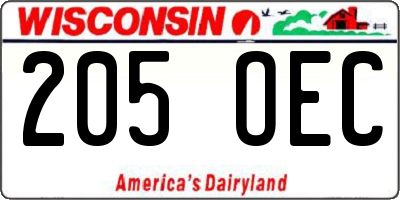 WI license plate 205OEC