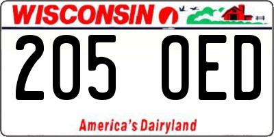 WI license plate 205OED