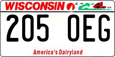 WI license plate 205OEG