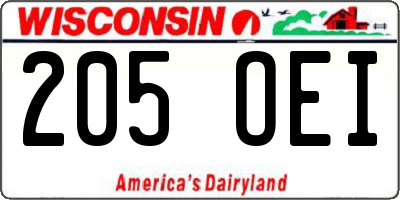 WI license plate 205OEI
