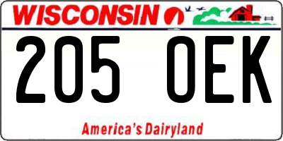 WI license plate 205OEK