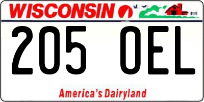 WI license plate 205OEL