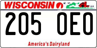 WI license plate 205OEO