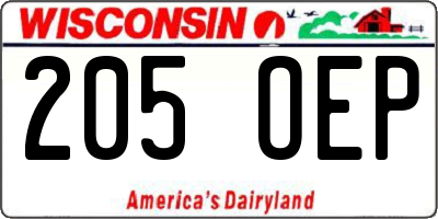 WI license plate 205OEP
