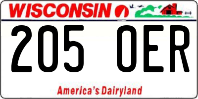 WI license plate 205OER