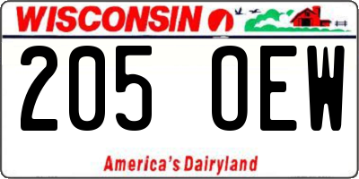 WI license plate 205OEW