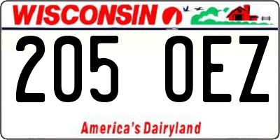 WI license plate 205OEZ