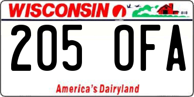 WI license plate 205OFA