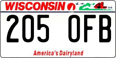 WI license plate 205OFB