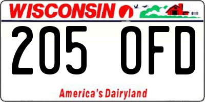 WI license plate 205OFD
