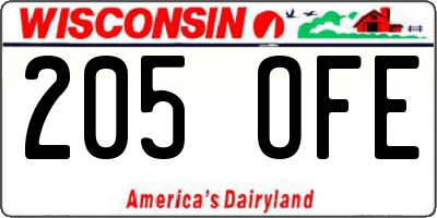 WI license plate 205OFE