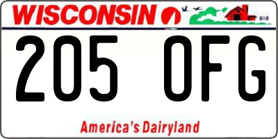 WI license plate 205OFG