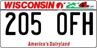 WI license plate 205OFH