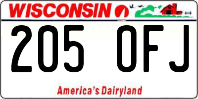 WI license plate 205OFJ