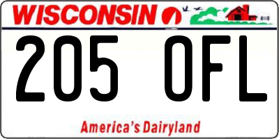 WI license plate 205OFL