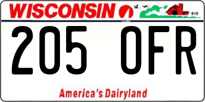 WI license plate 205OFR